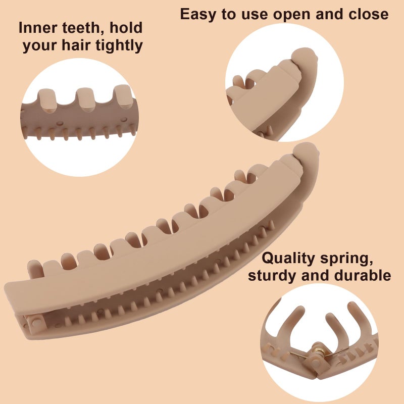 Hapdoo 6pcs Banana Clip Hair Clips for Thick Hair, Matte Banana Hair Clip for Women Volumizing Hairstyles, Large Strong Hold Ponytail Bun Holder Accessories (Black Blue Orange Brown Beige) - Image 3